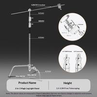 Support de lampe photographique Magic Leg à 3 pieds, cadre en forme de C de 3,3 m, bras croisé en acier inoxydable de 40 pouces, cadre de lampe flash