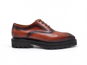 Chaussures habillées brogues marron en cuir véritable pour hommes, à semelle épaisse, à lacets, bout pointu, pour mariage et bureau, doublure en peau de porc - Product Image 3