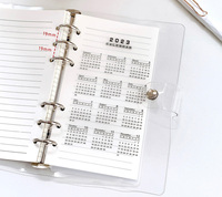 Calendrier 2026 A5 A6 Feuilles de séparation à anneaux, séparateurs, cloisons, calendrier en acrylique, PP transparent, 6 trous, inserts pour classeur de budget
