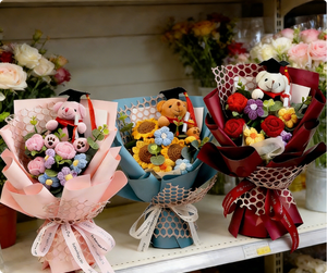 Ramo <span class=keywords><strong>de</strong></span> Graduación Hecho a Mano con Flores <span class=keywords><strong>de</strong></span> Hilo Tejido y Oso <span class=keywords><strong>Doctor</strong></span>, para Regalo <span class=keywords><strong>de</strong></span> Graduación - Product Image 1