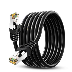 Câble de communication Ethernet LAN haute vitesse S/FTP Cat6 Cat6a, cordon de brassage en cuivre nu 24AWG 26AWG 28AWG noir RJ45 4 paires, conforme RoHS - Product Image 1