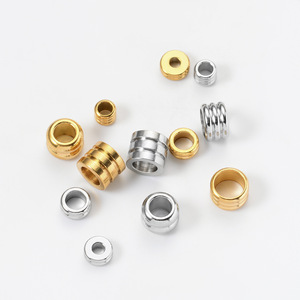Triple Groove Spacer <b>Beads</b> <b>Large</b> Hole | PVD Gold Plated Stainless Steel Round Column Separator <b>Beads</b> for DIY Bracelet Necklace - Product Image 5