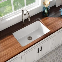 Lavabo carré moderne en céramique à encastrer, profond, pour salle de bain, cuisine, ferme, avec drain pour balcon
