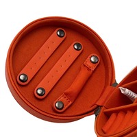 Étui à bijoux de voyage personnalisé, boîte cadeau pour bijoux, organisateur rond en cuir PU avec fermeture éclair, vente en gros d'usine