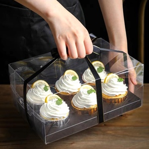 Boîtes à cupcakes marbrées à 2/4/6 cavités et emballages pour gâteaux, boîtes à biscuits avec fenêtre, porte-muffins, porte-dragées, contenants à desserts - Product Image 1