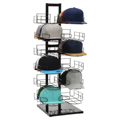 Customized Metal Black 12 Pocket Countertop Baseball Cap Display Hat Rack for 144 hats