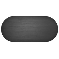 Table à manger ovale moderne 6 places en bois noir au design minimaliste 2026 avec support incurvé pour salle à manger
