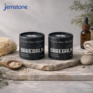 Emballage de tube cylindrique en carton kraft recyclable haut de gamme pour gommage visage, boîte d'emballage en tube de papier noir pour crème visage - Product Image 1