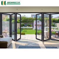 Lukliving verre coin diviseur de pièce porte pliante pas cher porte pliante verre coulissant Patio aluminium Bi porte pliante