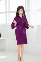 Jubah anak perempuan, jubah Kimono pendek warna polos Satin halus untuk pesta ulang tahun pernikahan Spa