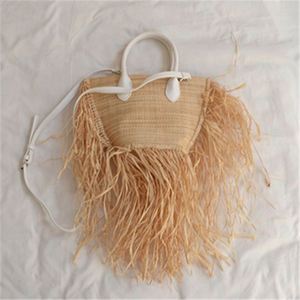 Sac en paille de raphia naturel à longues franges élégant pour femmes, nouveau style d'été, pour la plage, les vacances, les robes - Product Image 2