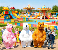 Costume de Mascotte Ours Géant Doux et Moelleux de Haute Qualité, Vêtement Respirant pour Cosplay, Idéal pour les Enfants en Extérieur, Parcs d'Attractions et Spectacles