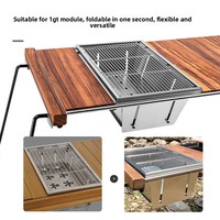 Table de barbecue pliante en acier inoxydable IGT pour camping, réchaud extérieur avec design intégré pour barbecue, cuisson du thé, pique-nique, jardin