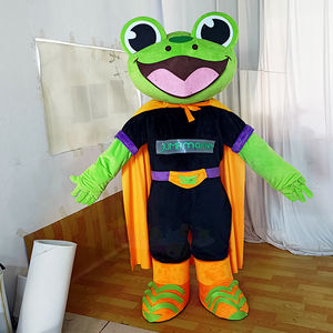 Costume de mascotte Super grenouille en peluche de haute qualité avec Cape idéal de marque personnalisée pour les faveurs de fête et les cadeaux promotionnels en gros - Product Image 1