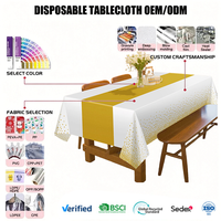 Nappes jetables en plastique pour fête, blanches et dorées, rectangulaires, pour mariage, fête prénuptiale, anniversaire, baptême, fiançailles, Noël