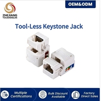 Cat6 RJ45 Pin Kontak Berlapis Emas Penjepit Kabel Perunggu Fosfor Keystone Jack Modul Jaringan IDC Putih untuk Panel Patch Pelat Dinding