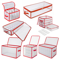 Organisateur de rangement pliable sous le lit, boîte en PP translucide avec bordure dorée, compartiments ajustables pour la décoration de Noël et des fêtes