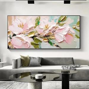 Peinture florale abstraite pastel, peinture à l'huile texturée, style nature morte, arts décoratifs pour la décoration intérieure et les hôtels, art mural - Product Image 5