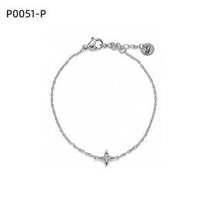Pulsera de moda Amy Amy con cadena de eslabones y circonita en forma de estrella, chapada en rodio, regalo de joyería para mujer, estilo clásico P0051 - Product Image 1