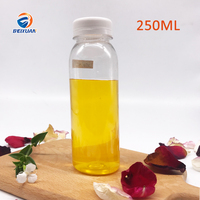 Bouteille de boisson en plastique ronde transparente de 250 ml, 350 ml, 500 ml, 1000 ml avec bouchon à vis anti-vol, fournie par l'usine
