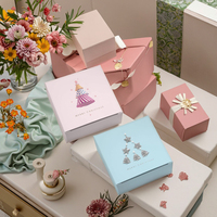 Lot de tasses à café roses écologiques et recyclables en gros, boîte cadeau, éponge, impression personnalisée, boîte à gâteau de mariage en carton, vide, à couvercle amovible