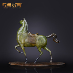 Sculpture de cheval de la dynastie Tang en cuivre, ornement animalier fait à la main en cuivre pour la décoration de la maison, cadeau de pendaison de crémaillère - Product Image 3
