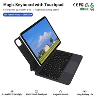 Clavier magique sans fil OEM personnalisé avec touches multilingues, étui en cuir PU, pour iPad Pro 11 pouces M4 M5, ultra fin, rechargeable par USB