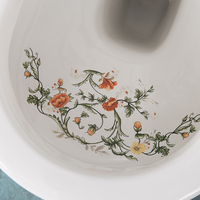WC moderne européen rétro à double chasse, en céramique, deux pièces, allongé, avec décalcomanie personnalisée, siphon en P, pour salles de bain et hôtels