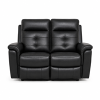 Ensemble de canapés inclinables modernes en cuir PU noir capitonné avec structure en bois, configuration 3+2+1, table basse escamotable et porte-gobelets