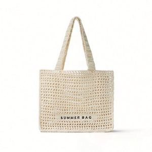 Bolso de mano de malla hueca de ganchillo para mujer, con logotipo personalizado, venta al por mayor, para playa - Product Image 6