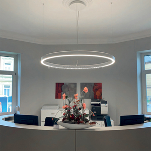 Iluminación innovadora, lámpara colgante de metal, anillo circular, iluminación colgante Led, colgante de 32 pulgadas con distribución de luz hacia arriba y hacia abajo - Product Image 3