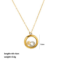 Collar Haomi de Acero Inoxidable con Doble Capa de Espejo, Regalo para el Día de la Madre con Colgantes de Estrellas y Luna