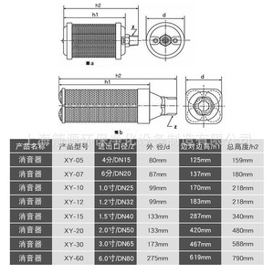 Secador por Adsorción XY-20 con Silenciador de Interfaz de 2 Pulgadas DN50, Silenciador de Escape de Aire Comprimido, Piezas Neumáticas - Product Image 4
