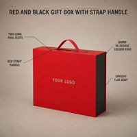 Boîte cadeau rigide rouge et noire personnalisée avec poignée supérieure et deux fentes pour bijoux, cosmétiques, bougies – Vente en gros OEM