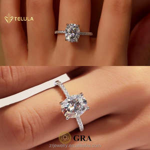 1ct 2ct 3ct Moissanite Diamond Ring Vvs 18K Chapado en oro 925 Sterling Silver Mujeres Compromiso Oval Moissanite Ring - Product Image 5