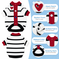 Pull en tricot doux pour chien, cardigan rayé pour animaux de compagnie avec patch cœur, boutons sur le devant, vêtements élastiques pour chats et chiens de petite et moyenne taille