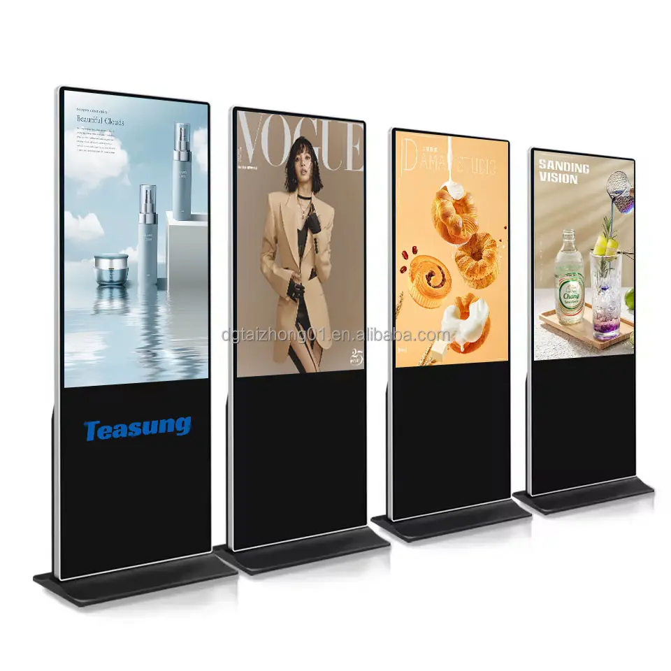 Señalización digital LCD para interiores Soporte de suelo de 43 pulgadas Quiosco de pantalla táctil Ang Publicidad infrarroja para cartel digital Billboard