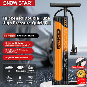 Pompe à air robuste à double cylindre haute pression avec buse universelle pour valves Presta, Schrader, <span class=keywords><strong>Dunlop</strong></span> et pneus de vélo - Product Image 5