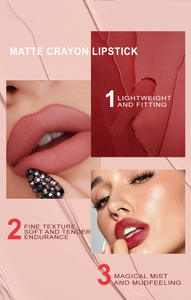 <span class=keywords><strong>Rouge</strong></span> à lèvres et gloss à lèvres en gel mat, application facile de la couleur, fini velours doux, formule durable, ne colle pas facilement, crayon à lèvres - Product Image 5