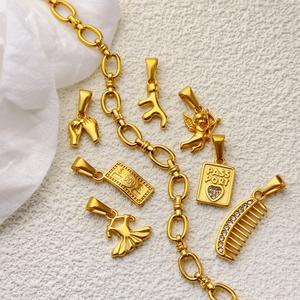 Abalorio de barco de vela DIY personalizado de acero inoxidable chapado en oro de 18K, taza de café de Coral, pasaporte, Ángel, amuleto de Amor para collar, pulsera - Product Image 6