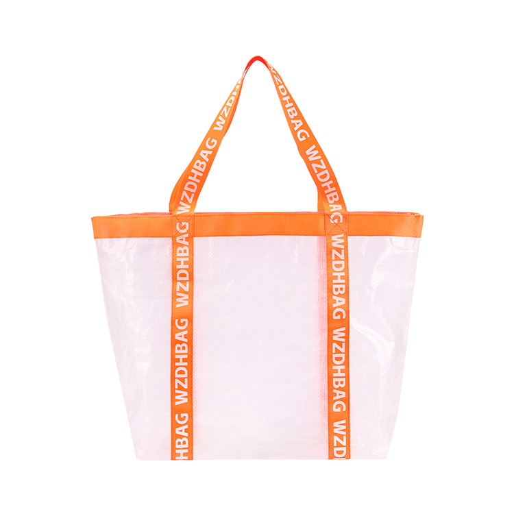 Custom Printed Large Clear PP Woven Tote Bag Reusable Laminated Waterproof Grocery Shopping Bag with Handle