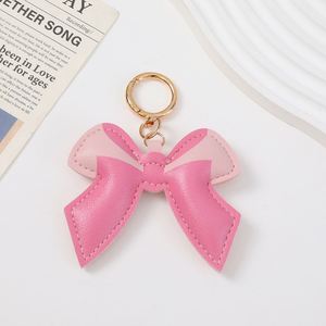 YY PU Leather Bow Keychain Small Backpack Key Ring Pendant Cute Bow Purse <b>Charms</b> with Lobster Clasp for Giifts - Product Image 2