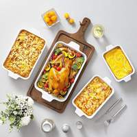 Set Panci Panggang Keramik dan Aman untuk Oven, 4 Peralatan Panggang Ramah Lingkungan untuk Memanggang dan Memasak di Luar Ruangan