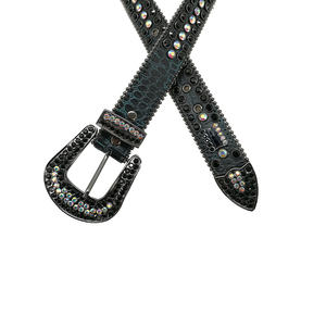 Cinturón azul oscuro para <span class=keywords><strong>B</strong></span> <span class=keywords><strong>Simon</strong></span> con hebilla de cinturón personalizada Variedad de diamantes de imitación seleccionados - Product Image 5