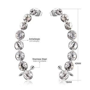 Nouvelles boucles d'oreilles en acier inoxydable couleur argent avec diamants pour femmes - Product Image 2