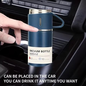 Wholesale Fast Customization Factory Low Moq 304 Stainless Steel <b>Double</b> <b>Wall</b> Bottle Water Gift Set Cup With Two Lid - Product Image 3