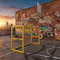 But de football et panier de basket combinés 2 en 1, structure en aluminium fixée au sol, équipement sportif pour terrain de jeu multifonctionnel