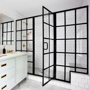 Contemporary hot sell high-end glass shower rooms black partition glass bathrooms