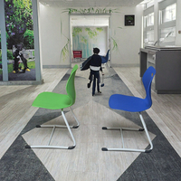 Chaise d'étude moderne pour élèves en PE avec accoudoirs en métal, prix de gros pour mobilier scolaire