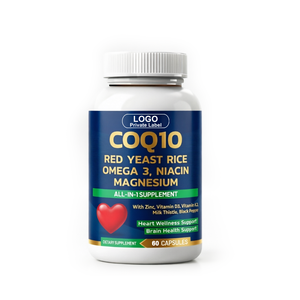 Cápsulas Multivitamínicas para Adultos OEM COQ10 con Levadura Roja, Omega-3, B3, Vitaminas K2 y D3, Zinc, Cardo Mariano y Pimienta Negra, 60 Unidades - Product Image 1
